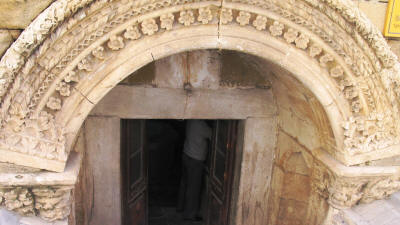 The sunken entrance to the Buyuk hamam (Great Turkish Bath) in Nicosia, North Cyprus