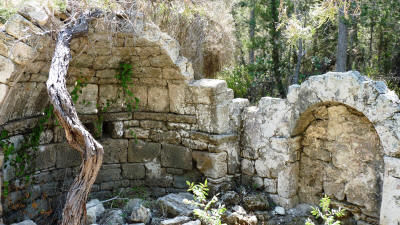 The apse and recess in the southern wall of the Byzantine church near Dipkarpaz, North Cyprus