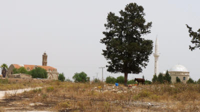 The area between the church and mosque