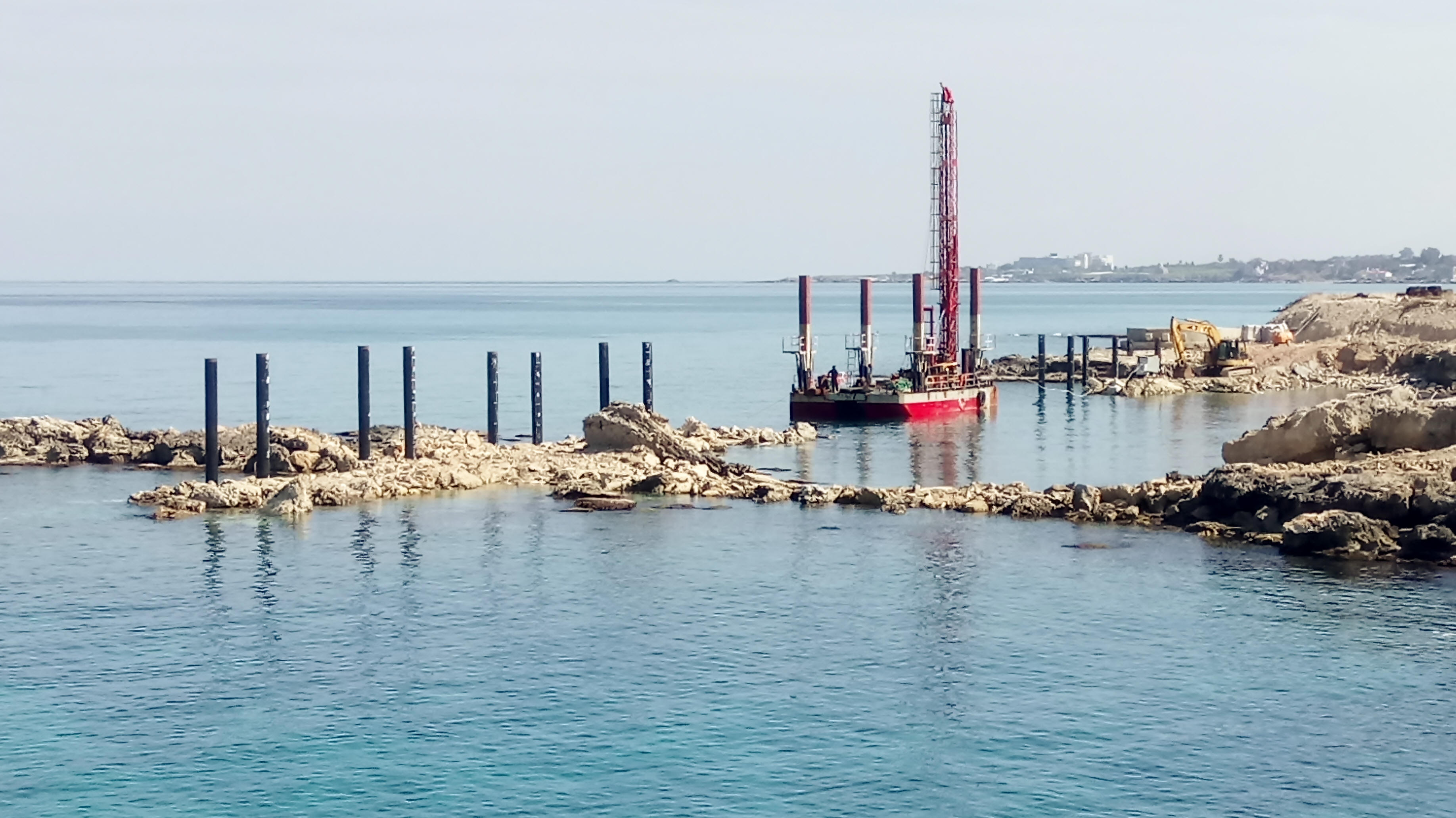 Overwater bridge under construction