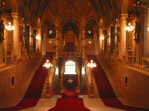 The main entrance to the parliament building