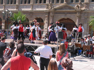 Folk dancing in Gutenburg Square
