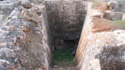 An entrance dromos at the Cellarka necropolis, near Salamis, Famagusta, North Cyprus.