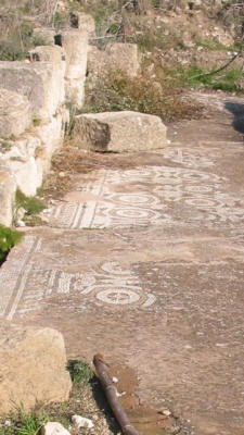 Mosaic pavement at St Epiphanios' Basilica, Salamis, near famagusta, North Cyprus